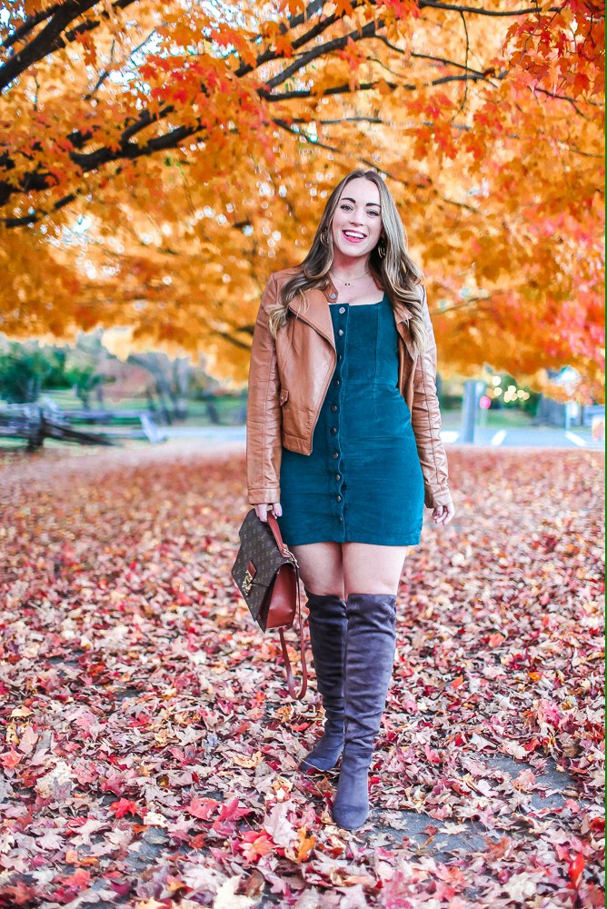 Corduroy Dress + Fall Leaves • Brittany Ann Courtney