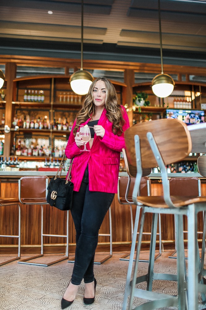 Topshop Velvet Pink Blazer